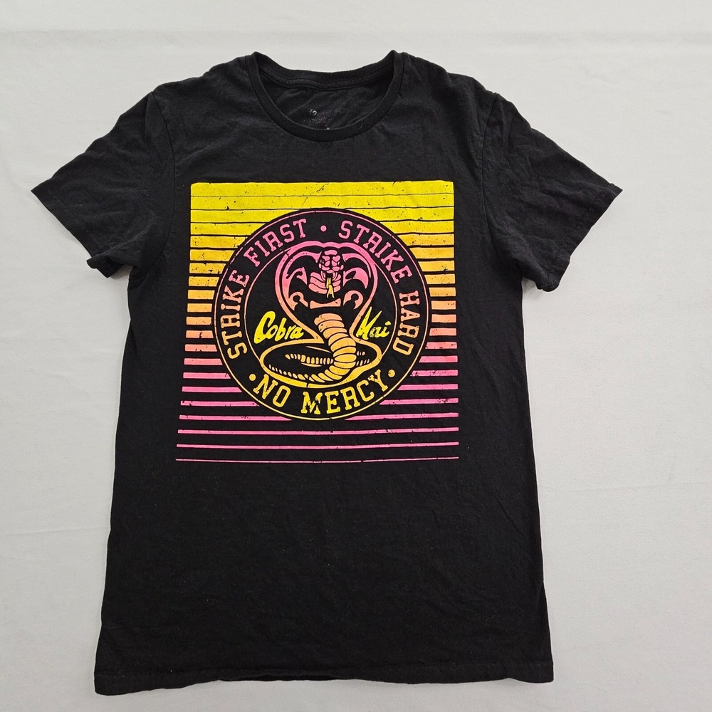 Cobra Kai Strike First No Mercy Black Short Sleeve Cotton T-Shirt Men's S